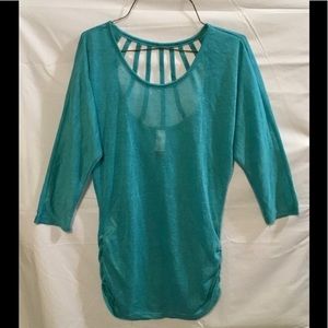No Boundaries Greenish Blue 3/4 Sleeve Shirt